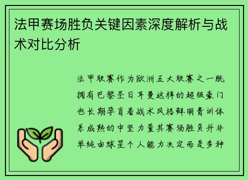 法甲赛场胜负关键因素深度解析与战术对比分析